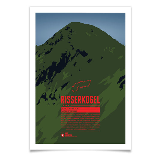 Risserkogel als illustrierter Druck von Marmota Maps (1826 m, Mangfallgebirge)
