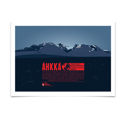Áhkká als illustrierter Druck von Marmota Maps (2016 m, Skandinavisches Gebirge)
