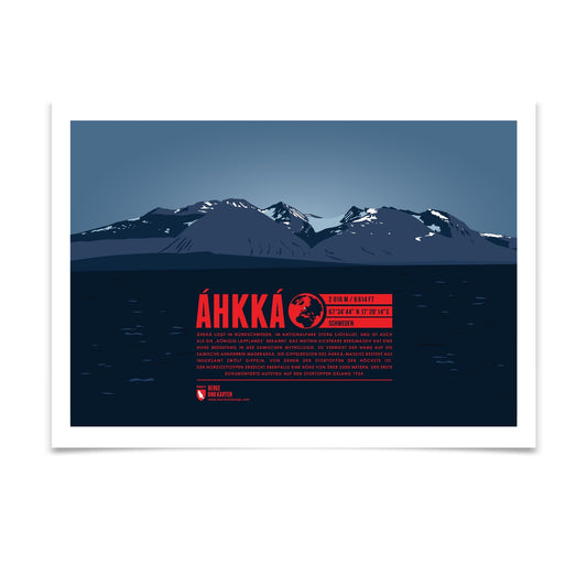 Áhkká als illustrierter Druck von Marmota Maps (2016 m, Skandinavisches Gebirge)