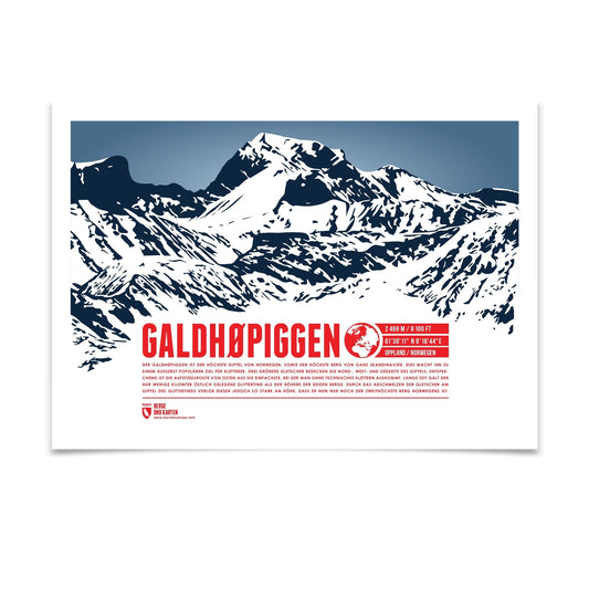 Galdhøpiggen als illustrierter Druck von Marmota Maps (2469 m, Skandinavisches Gebirge)
