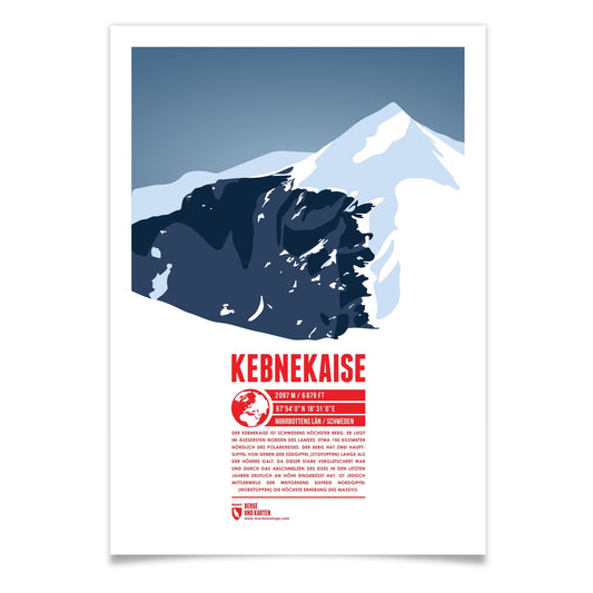 Kebnekaise als illustrierter Druck von Marmota Maps (2097 m, Skandinavisches Gebirge)