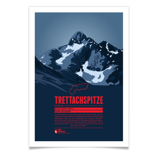 Trettachspitze als illustrierter Druck von Marmota Maps (2595 m, Allgäuer Alpen)