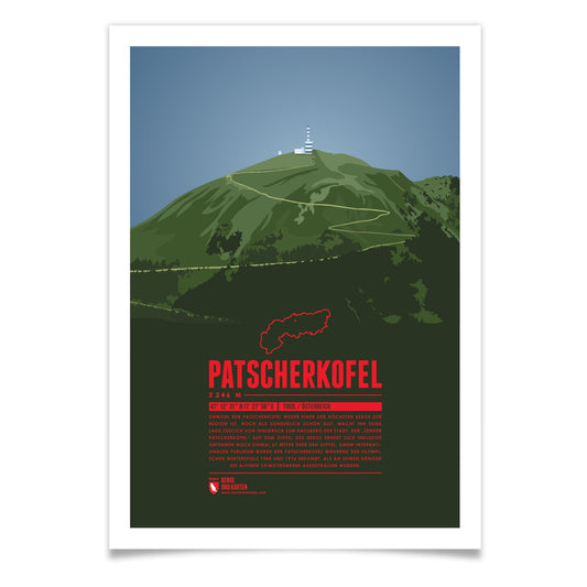 Patscherkofel als illustrierter Druck von Marmota Maps (2246 m, Tuxer Alpen)