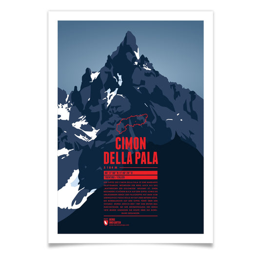 Cimon della Pala als illustrierter Druck von Marmota Maps (3184 m, Dolomiten)