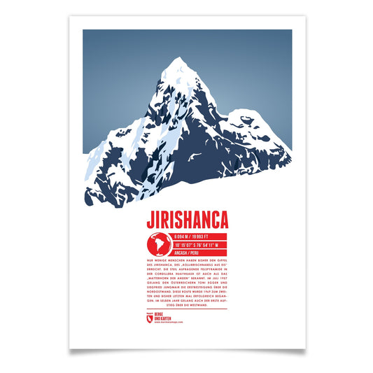 Jirishanca als illustrierter Druck von Marmota Maps (6094 m, Anden)