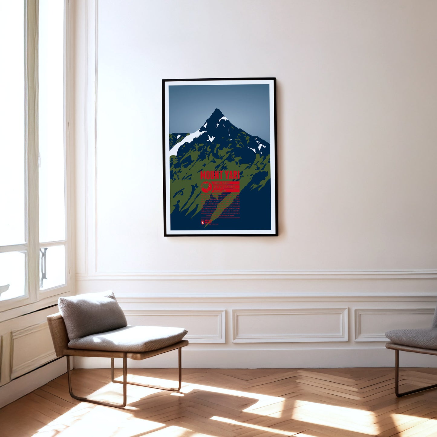Yarigatake als Druck an einer Wand hängend