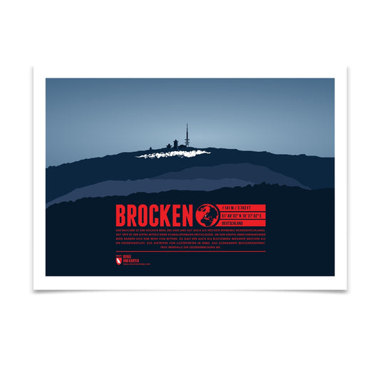 Brocken als illustrierter Druck von Marmota Maps (1141 m, Harz)