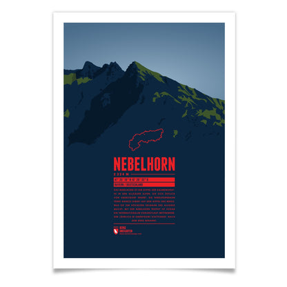 Nebelhorn als illustrierter Druck von Marmota Maps (2224 m, Allgäuer Alpen)