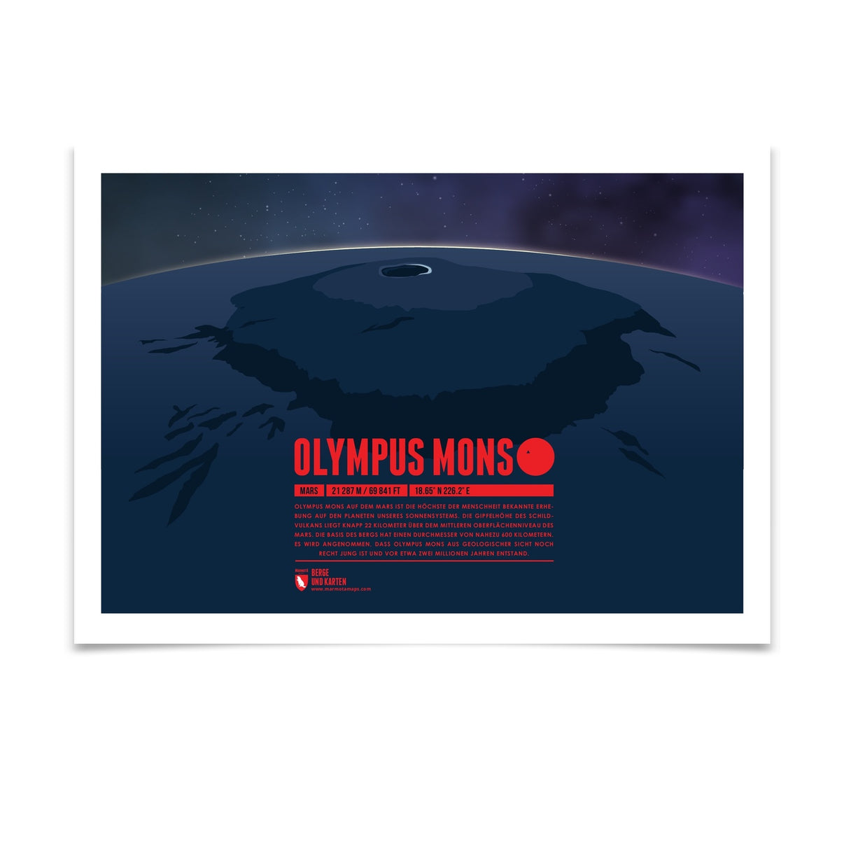 Olympus Mons als illustrierter Druck von Marmota Maps (21287 m)