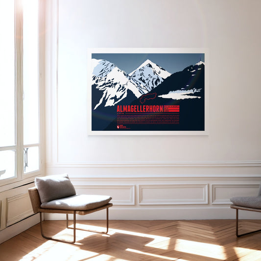 Almagellerhorn als Druck an einer Wand hängend