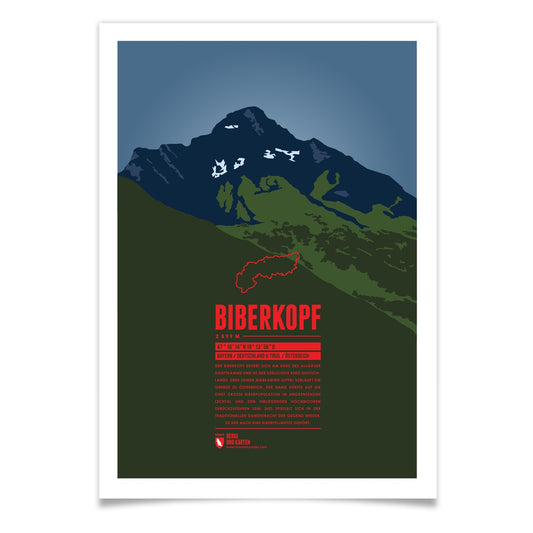 Biberkopf als illustrierter Druck von Marmota Maps (2599 m, Allgäuer Alpen)