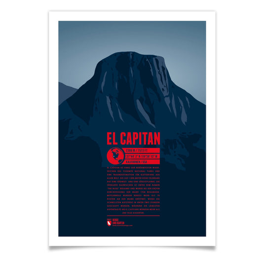 El Capitan als illustrierter Druck von Marmota Maps auf Papier (2308 m)