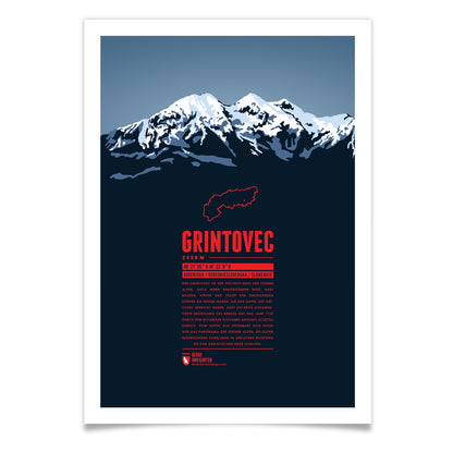 Grintovec als illustrierter Druck von Marmota Maps (2558 m, Steiner Alpen)