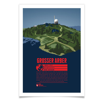 Großer Arber als illustrierter Druck von Marmota Maps (1456 m, Bayerischer Wald)