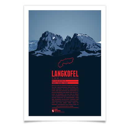 Langkofel als illustrierter Druck von Marmota Maps (3181 m, Dolomiten)