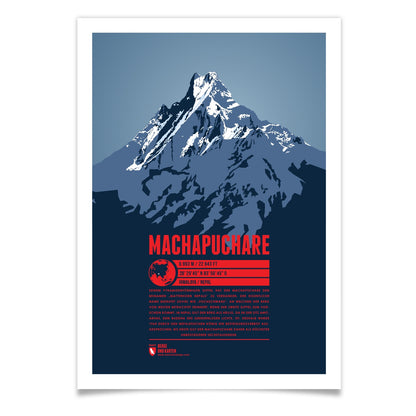 Machapuchare als illustrierter Druck von Marmota Maps (6993 m, Himalaya)