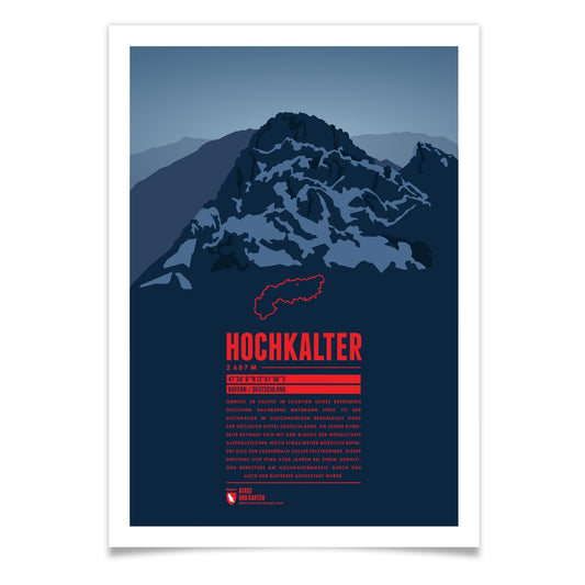 Hochkalter als illustrierter Druck von Marmota Maps (2607 m, Berchtesgadener Alpen)