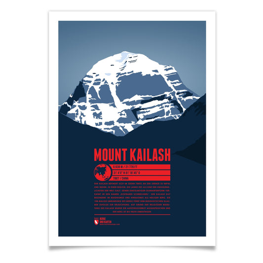 Kailash als illustrierter Druck von Marmota Maps (6638 m, Transhimalaya)