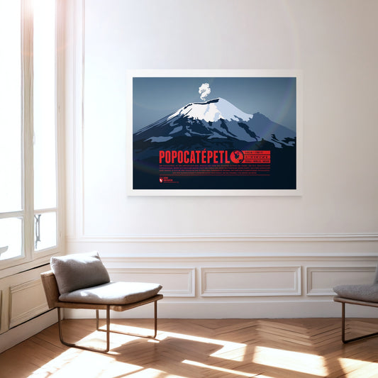 Popocatépetl als Druck an einer Wand hängend