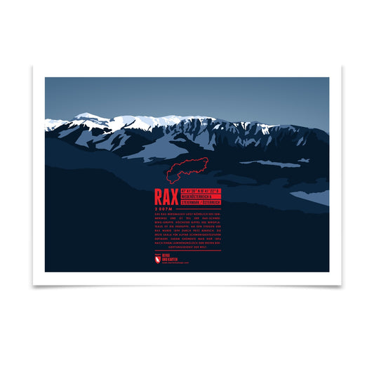 Rax als illustrierter Druck von Marmota Maps (2007 m, Mürzsteger Alpen)