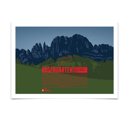 Rosengarten als illustrierter Druck von Marmota Maps (3004 m, Dolomiten)