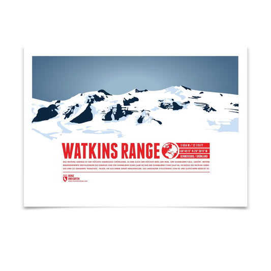 Watkins Range als illustrierter Druck von Marmota Maps (3694 m)
