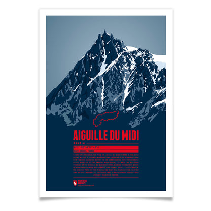 Aiguille du Midi als illustrierter Druck von Marmota Maps (3842 m, Mont-Blanc-Gruppe)