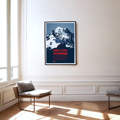 Aiguille Verte als Druck an einer Wand hängend
