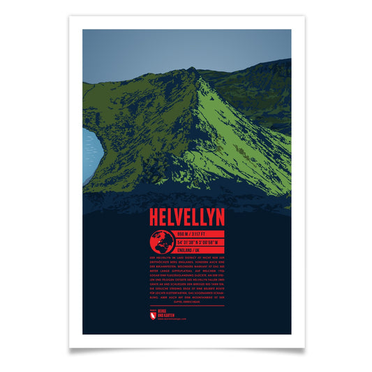 Helvellyn als illustrierter Druck von Marmota Maps (950 m, Cumbrian Mountains)