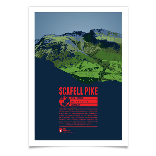 Scafell Pike als illustrierter Druck von Marmota Maps (978 m, Cumbrian Mountains)