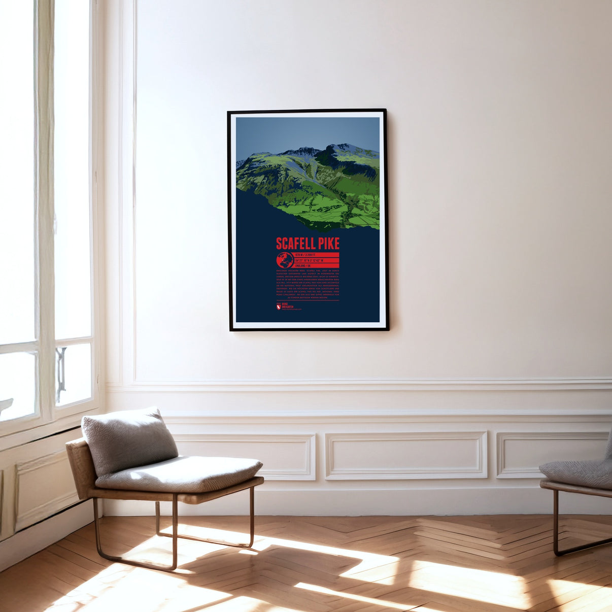 Scafell Pike as a print hanging on a wall