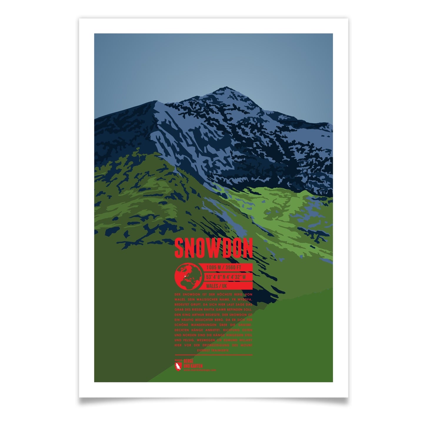 Snowdon als illustrierter Druck von Marmota Maps (1085 m, Snowdon-Massiv)