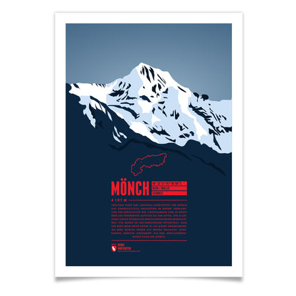 Mönch als illustrierter Druck von Marmota Maps (4110 m, Berner Alpen)