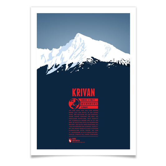 Krivan als illustrierter Druck von Marmota Maps (2495 m, Hohe Tatra)
