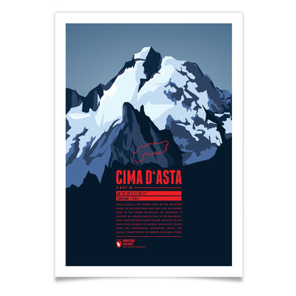 Cima d'Asta as an illustrated print by Marmota Maps on paper (2487 m, Dolomiten und Fleimstaler Alpen)