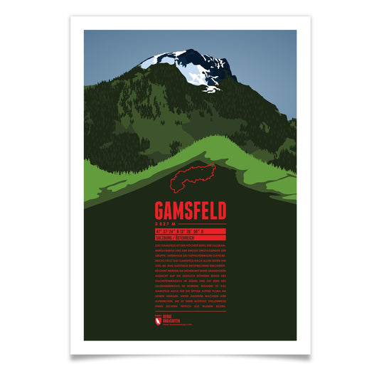 Gamsfeld als illustrierter Druck von Marmota Maps (Salzkammergutberge)
