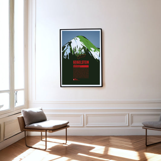 Geigelstein als Druck an einer Wand hängend
