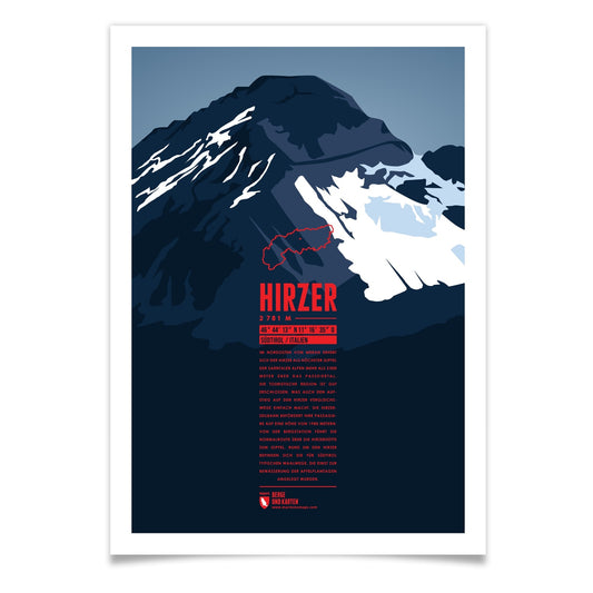 Hirzer als illustrierter Druck von Marmota Maps (Sarntaler Alpen)