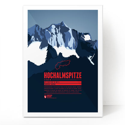Hochalmspitze as an illustrated print by Marmota Maps on acrylic glass (3360 m, Hohe Tauern)