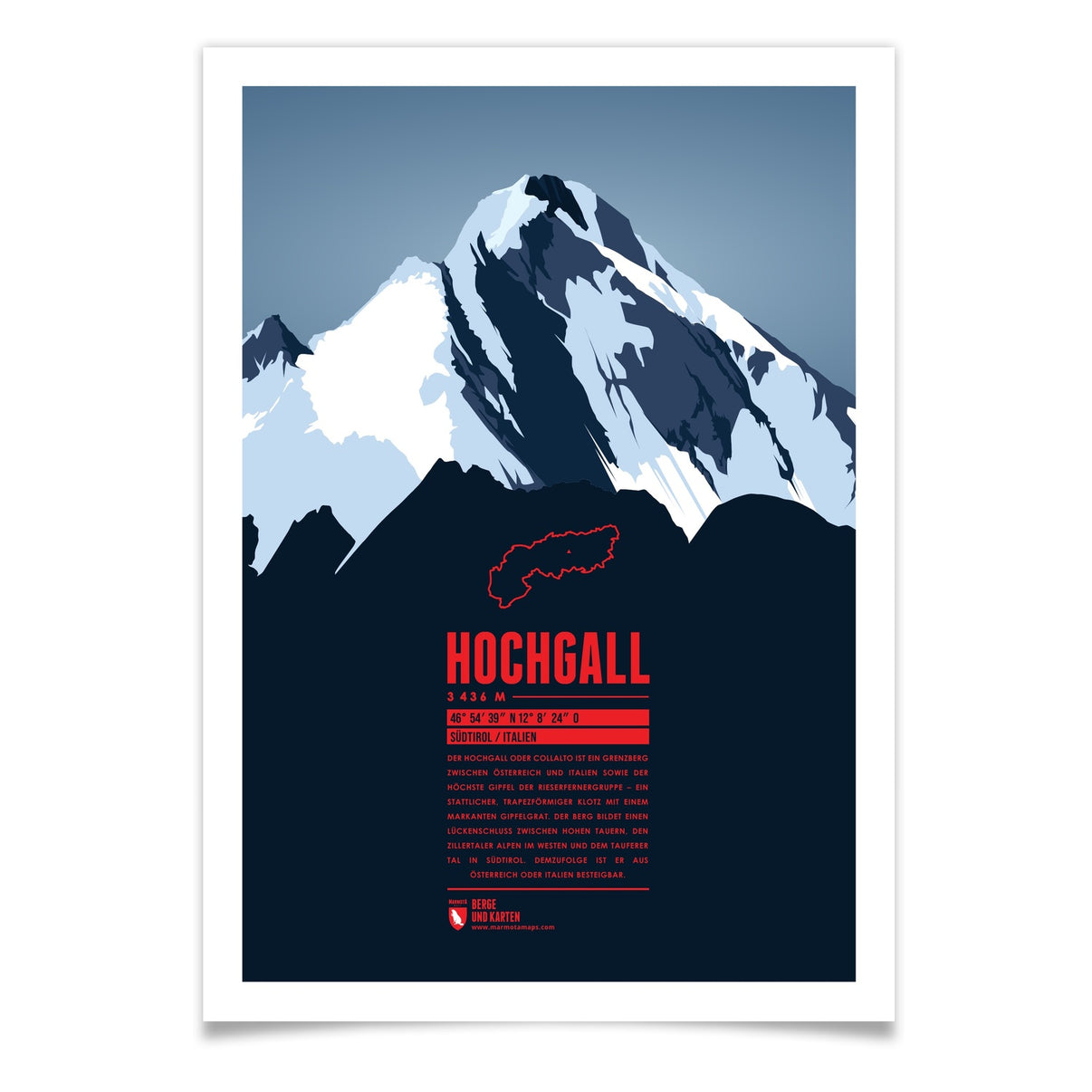 Hochgall als illustrierter Druck von Marmota Maps (Hohe Tauern)
