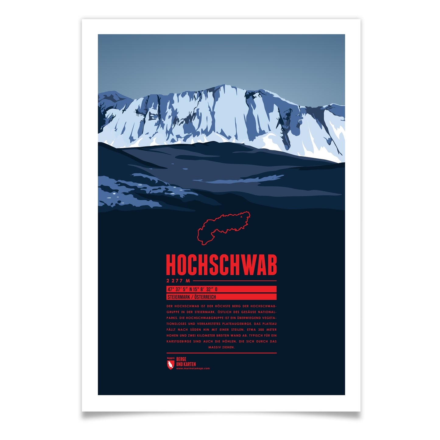 Hochschwab als illustrierter Druck von Marmota Maps (Eisenerzer Alpen)