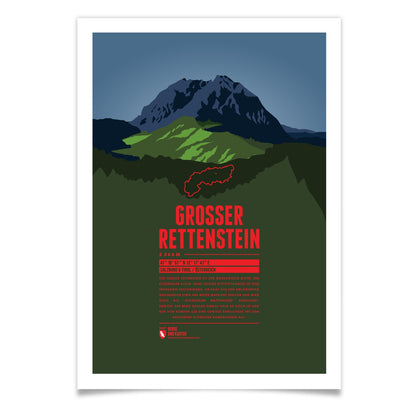 Großer Rettenstein als illustrierter Druck von Marmota Maps (2366 m, Kitzbüheler Alpen)