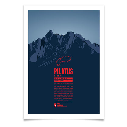Pilatus als illustrierter Druck von Marmota Maps (2128 m, Emmentaler Alpen)