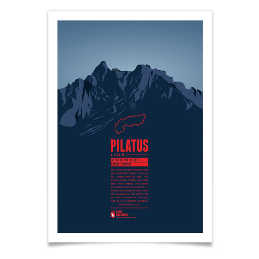 Pilatus als illustrierter Druck von Marmota Maps (2128 m, Emmentaler Alpen)