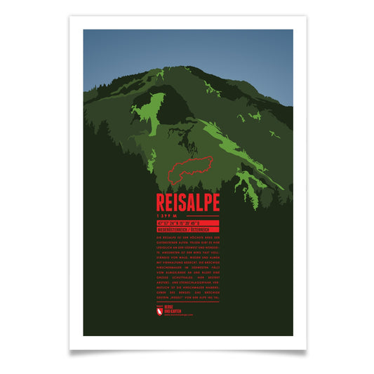 Reisalpe als illustrierter Druck von Marmota Maps (1399 m, Gutensteiner Alpen und Wienerwald)