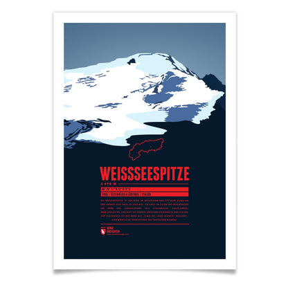 Weißseespitze als illustrierter Druck von Marmota Maps (3498 m, Ötztaler Alpen)
