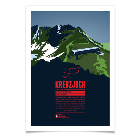 Kreuzjoch als illustrierter Druck von Marmota Maps (2558 m, Kitzbüheler Alpen)