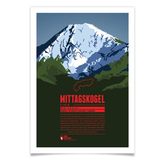 Mittagskogel als illustrierter Druck von Marmota Maps (2145 m, Karawanken und Bachergebirge)