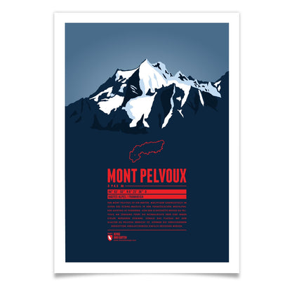 Mont Pelvoux als illustrierter Druck von Marmota Maps (3943 m, Dauphine Hochalpen)