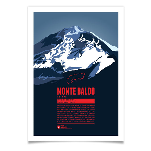 Monte Baldo als illustrierter Druck von Marmota Maps (2218 m, Adamello-Presanella-Alpen, Brenta und Gardaseeberge)